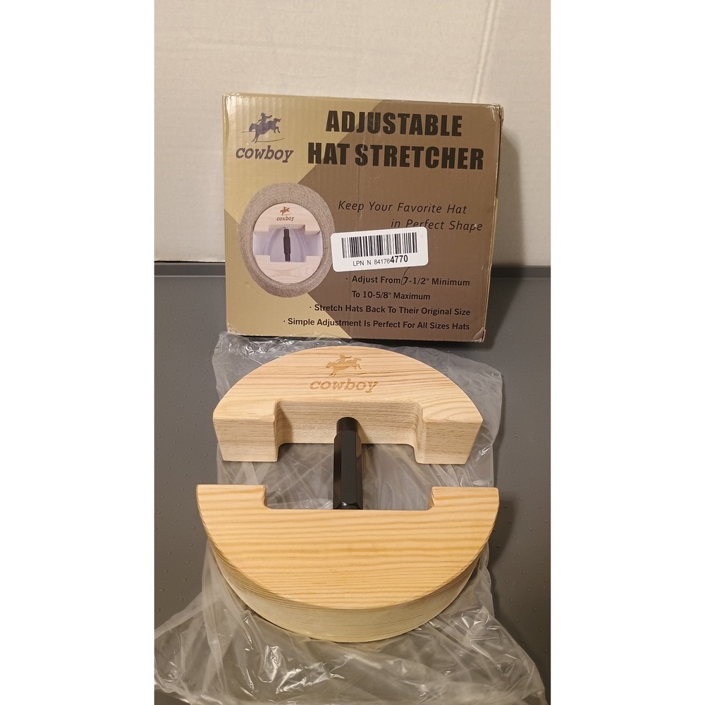 Cowboy Hat Stretcher Unisex Small Natural Wood New Adjustable Heavy Duty Hex